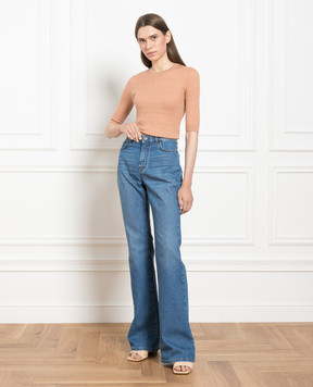 Max Mara Бежевый джемпер из шелка и шерсти GAMBERO