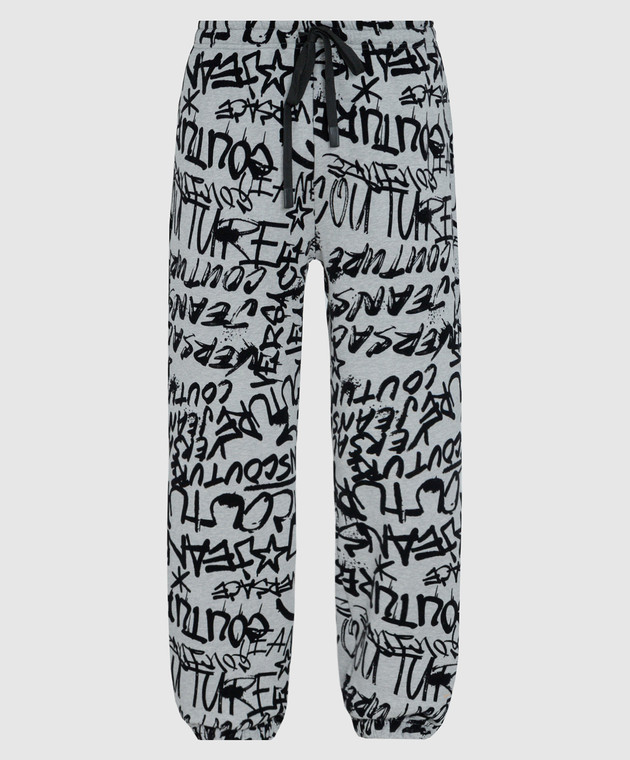 Versace Jeans Couture Gray joggers with textured graffiti print 75GAA315FS095