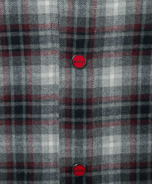 Kiton Серая рубашка Mariano в клетку с капюшоном UMCMARH0864 изображение 5