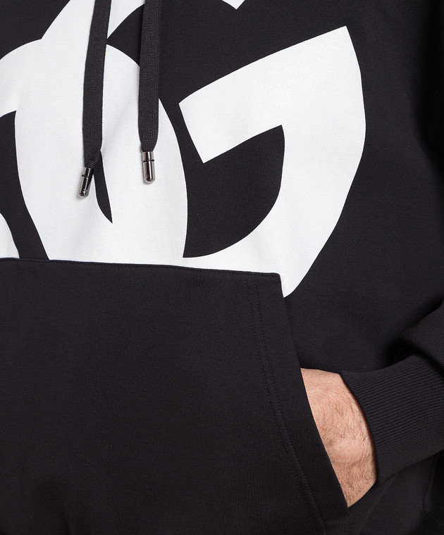 Dolce&Gabbana Black hoodie with contrast DG logo print G9ZM4TFU7DU изображение 5