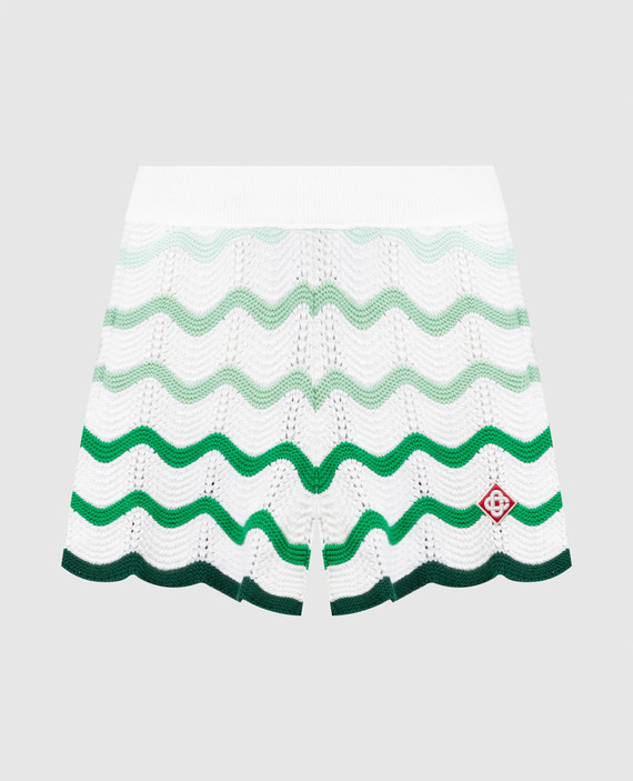 White shorts with a Wave print