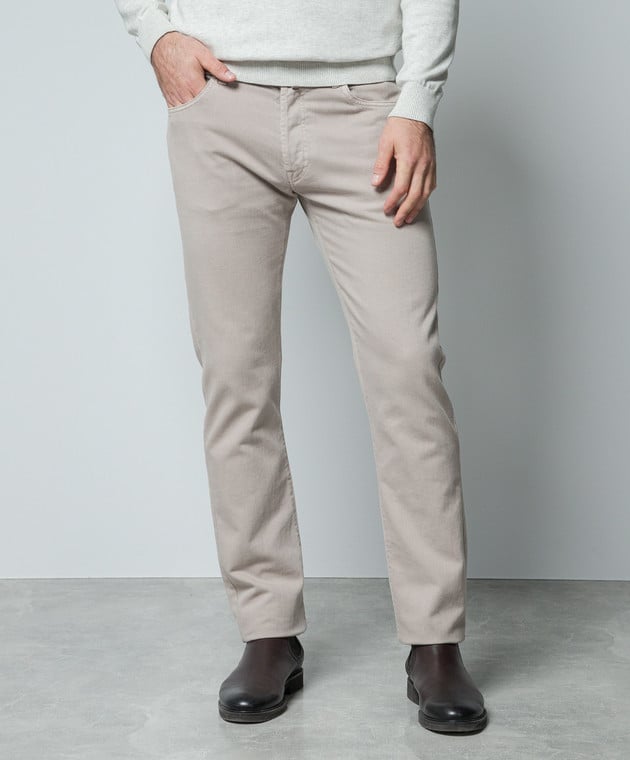 MooRER Beige jeans with logo patch PAVELMEA image 3