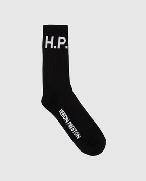 Heron Preston Чорні шкарпетки з візерунком логотипа HMRA008F23KNI002