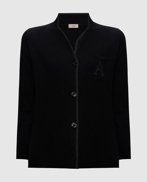 Agnona Чорний кардиган із кашеміру з вишивкою логотипа KX060187K120H