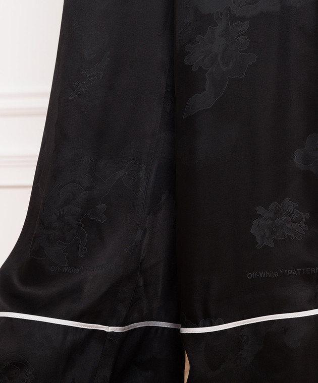 Off-White Чорні штани в принт з контрастними лампасами OWCA125S23FAB001 зображення 5
