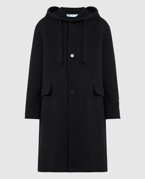 Off-White Черное пальто из кашемира OMER072F22FAB001