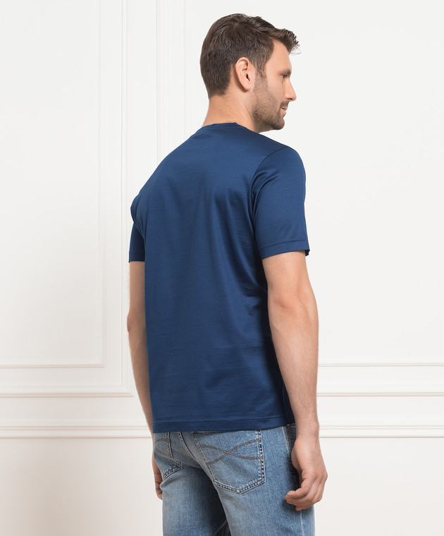 Bertolo Cashmere Темно-синя футболка з вишивкою логотипу 000252001912 зображення 4