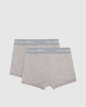 Dolce&Gabbana Дитячий набір сірих трусиків-хіпсів з логотипом L4J701G7OCT