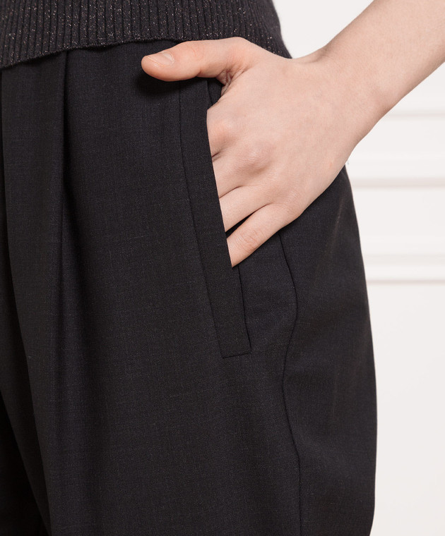 Brunello Cucinelli Black pants with monil chain M0W07P7811 изображение 5