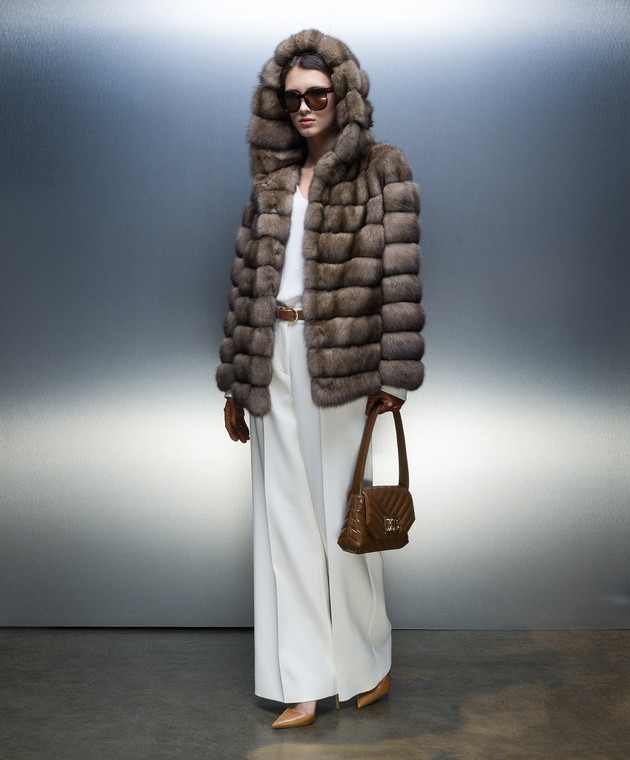 MalaMati Brown sable fur coat with a hood 2420K image 3
