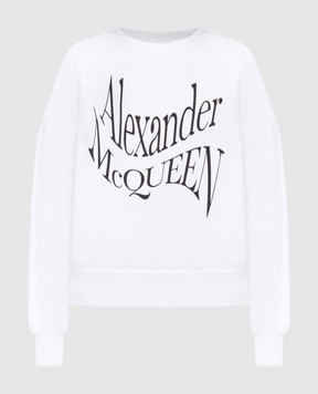 Alexander McQueen Білий світшот з принтом логотипа 781418QZALW
