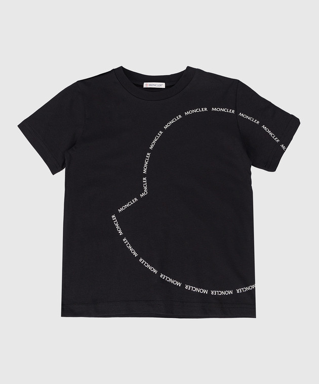 Moncler ENFANT Дитяча чорна футболка з логотипом. 8C00014839071214