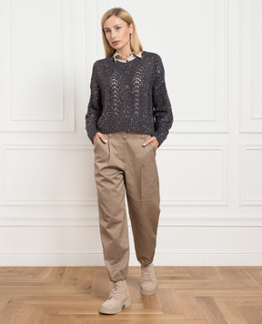 Brunello Cucinelli Коричневі штани з ланцюжком моніль MB017P8485