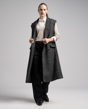 Brunello Cucinelli Бежевый пуловер из кашемира с цепочкой мониль M12186702
