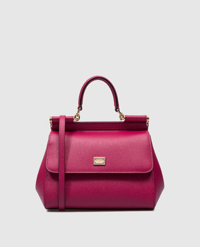 Dolce&Gabbana Розовая кожаная сумка-сетчел Sicily BB6003A1001