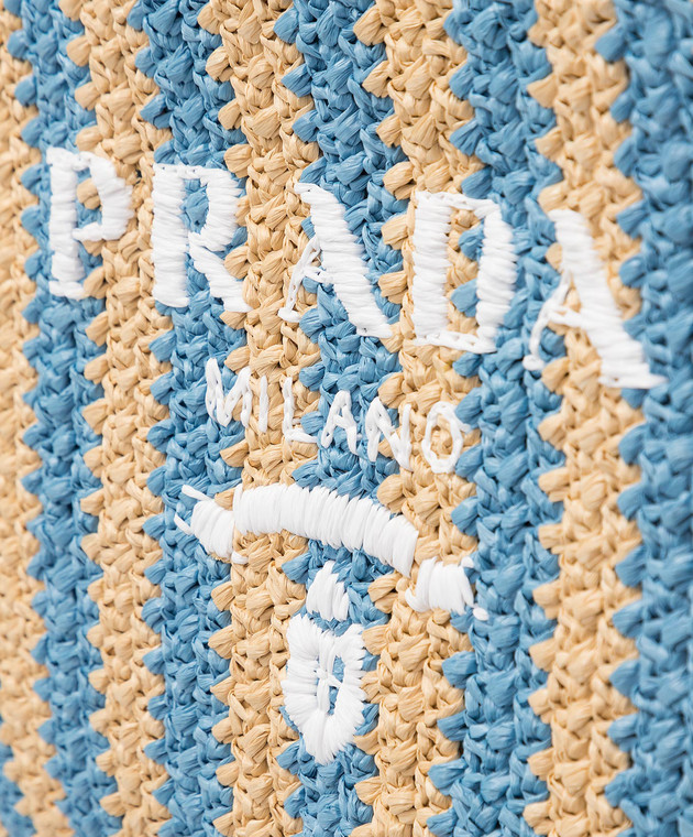 Prada Сумка-шоппер в полоску с логотипом 1BG3922A2TVOOR изображение 5