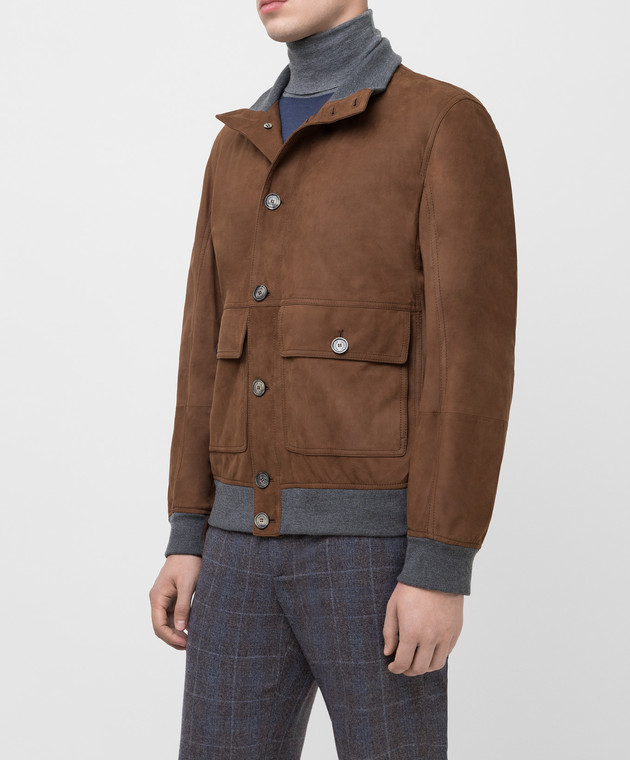 Brunello Cucinelli Коричневая кожаная куртка MPTOS1674 изображение 3