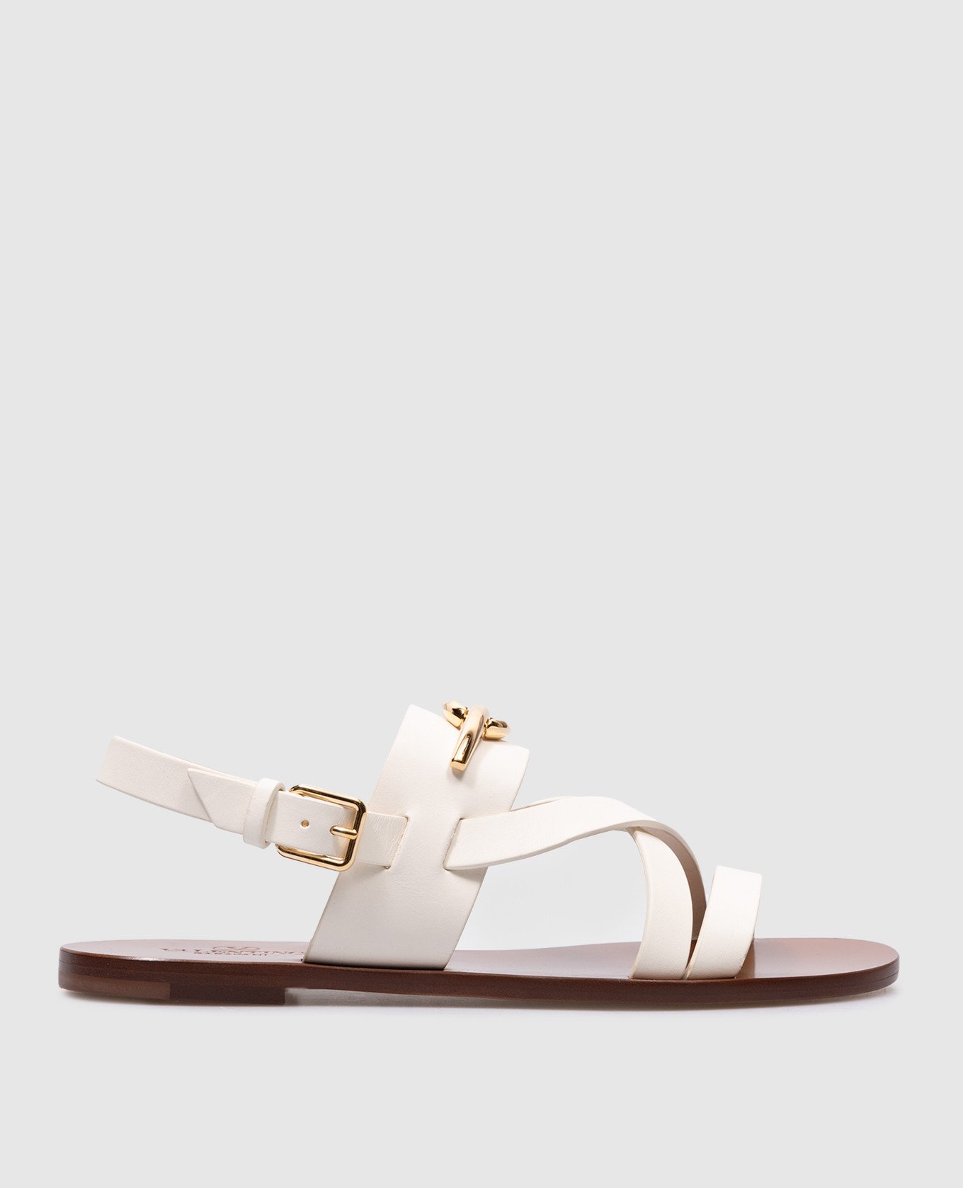 VLOGO SIGNATURE white leather sandals