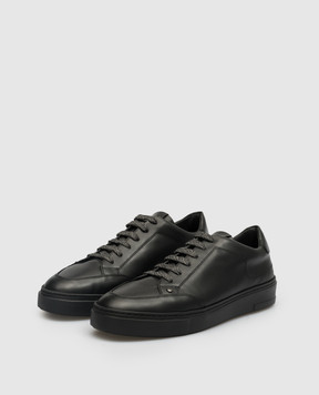 Canali Черные кожаные кеды на меху RA00850193241