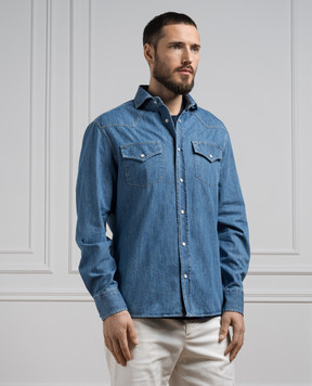 Brunello Cucinelli Синяя джинсовая рубашка MH1924008