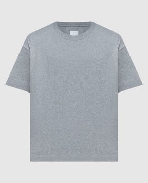 Givenchy Сіра меланжева футболка зі світловідбиваючим принтом логотипа BM71KQ3YJ9