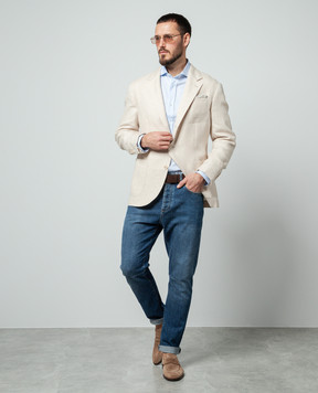 Brunello Cucinelli Синие джинсы с эффектом потертости с вышивкой эмблемы M283PX1290