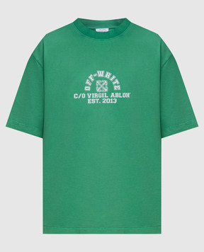 Off-White Зеленая футболка с принтом логотипа OMAA120S24JER009