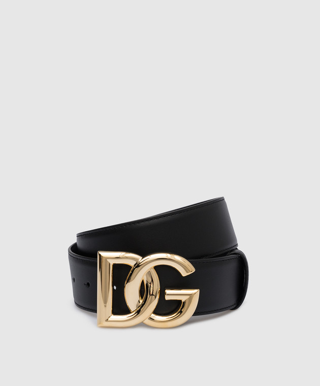 Dolce&Gabbana Чорний шкіряний пояс з металевим логотипом DG BE1446AW576