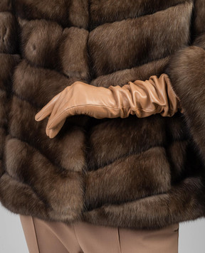 Sermoneta Gloves Коричневые кожаные удлиненные перчатки 301B