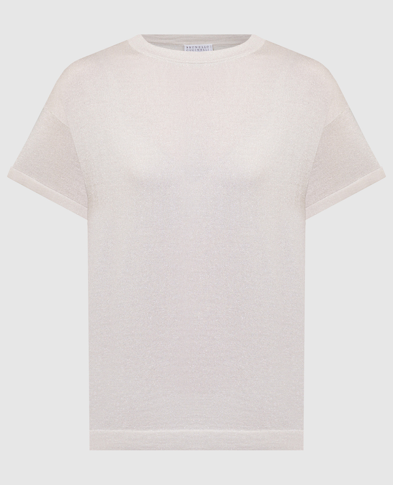 Gray t-shirt with cashmere and silk with lurex