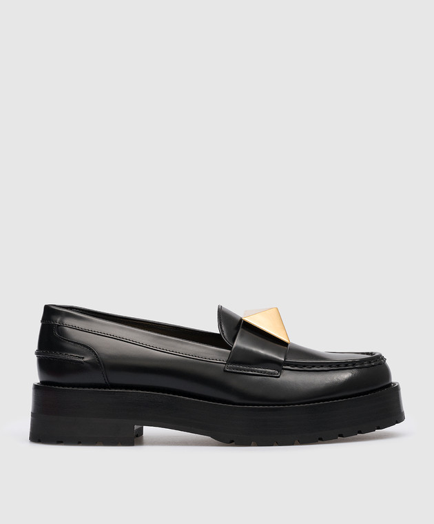 Valentino Black leather loafers ONE STUD 2W2S0FT2KUM