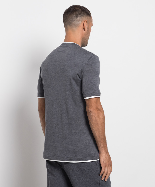 Brunello Cucinelli Gray t-shirt with layering effect MTS377427 image 4