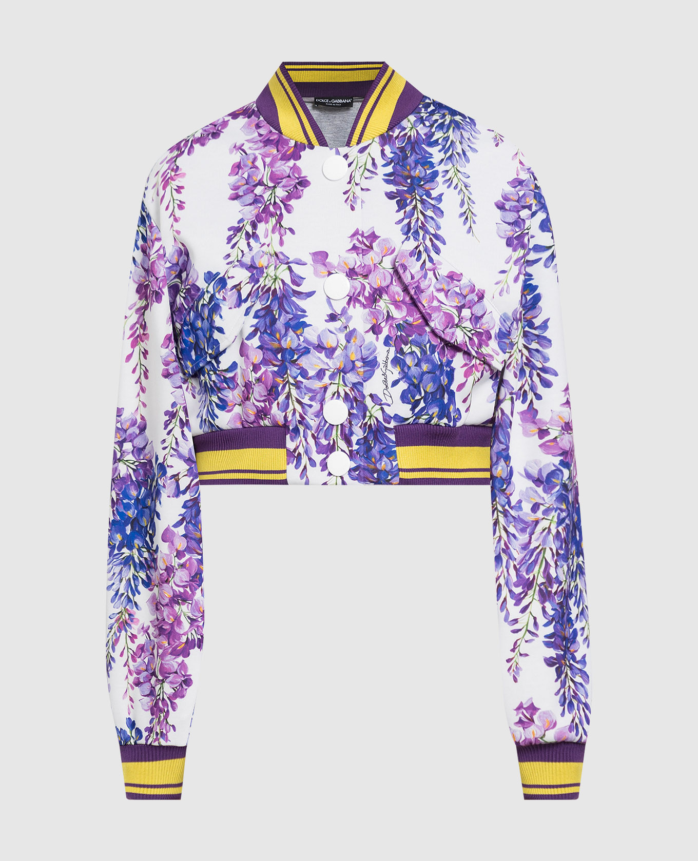 

Бомбер с принтом Глицинии, Белый, Бомберы