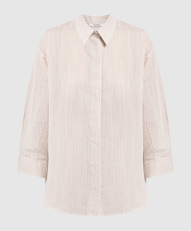 Peserico Beige striped shirt with monil chain S0617200661