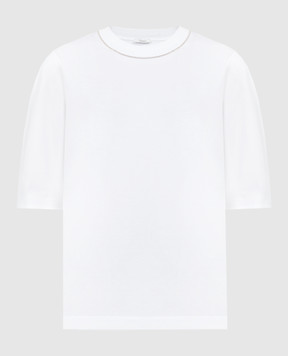Peserico Біла футболка з ланцюжком моніль S06942J00070C