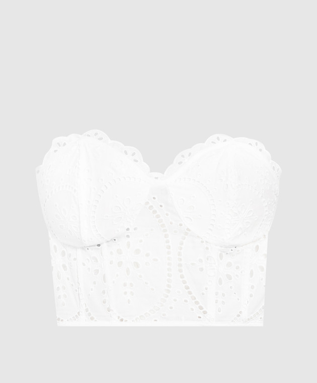 Charo Ruiz White Lita bustier top with broderie embroidery 233106