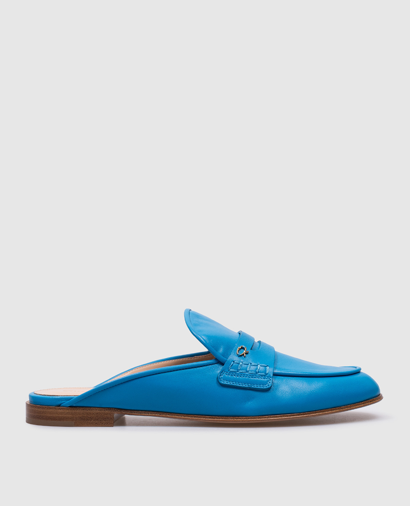 Florio blue leather mules