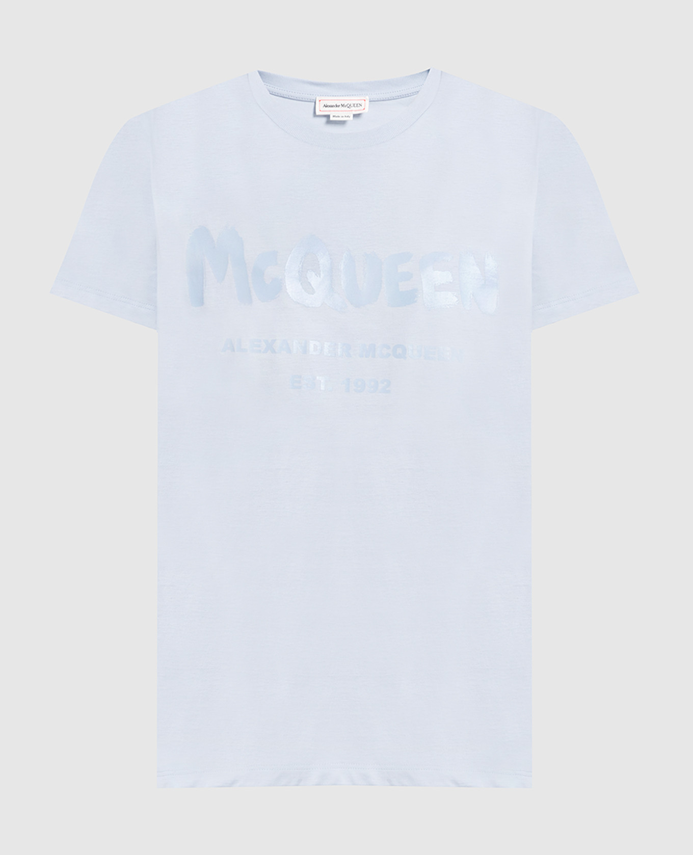 Голубая футболка с принтом McQueen Graffiti