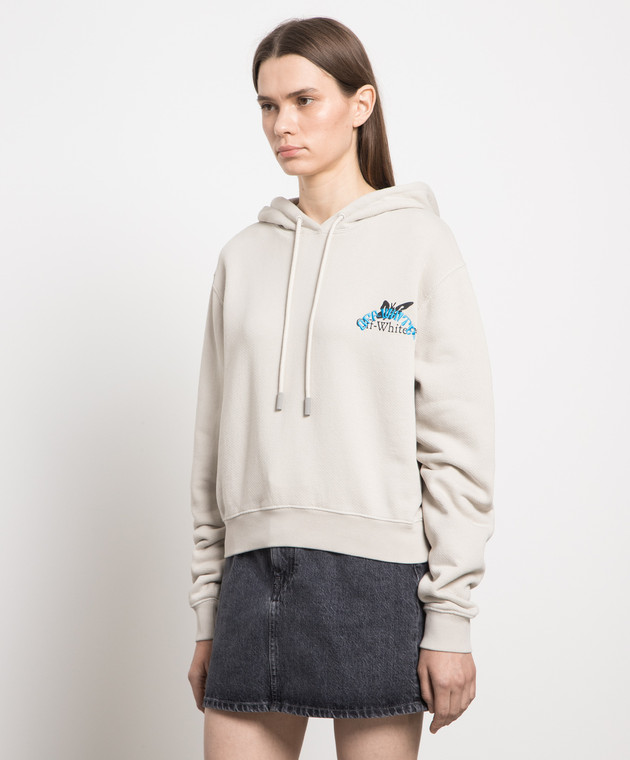 Off-White Beige hoodie with logo embroidery OWBB016S23JER004 image 3