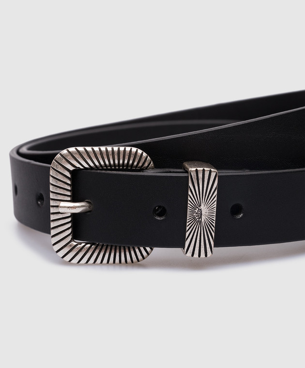 Magda Butrym - Black leather strap with embossed logo BELT01802723