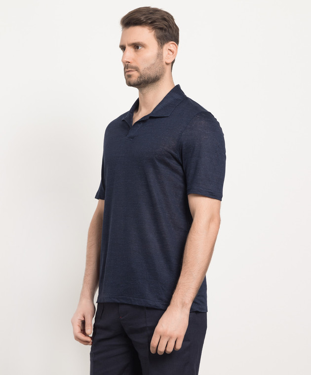 ISAIA Blue linen polo shirt MCI227J0357 изображение 3