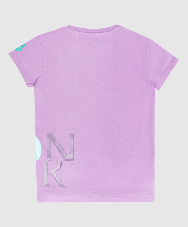 Moncler ENFANT Дитяча фіолетова футболка з принтом логотипу 8C000188790N зображення 2