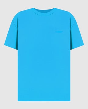Off-White Голубая футболка с принтом логотипа OWAA049S23JER001