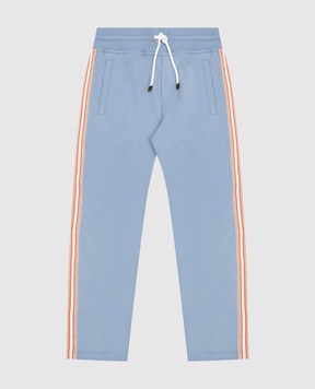 Brunello Cucinelli Children's blue sports pants with stripes B0T35E333C