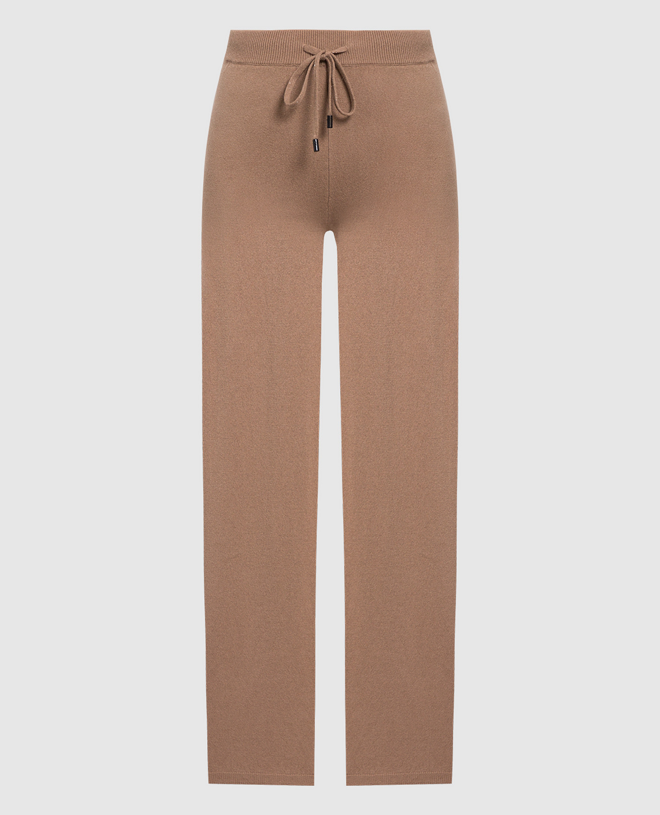 Светло-коричневые брюки свободного кроя с цепочкой монилью