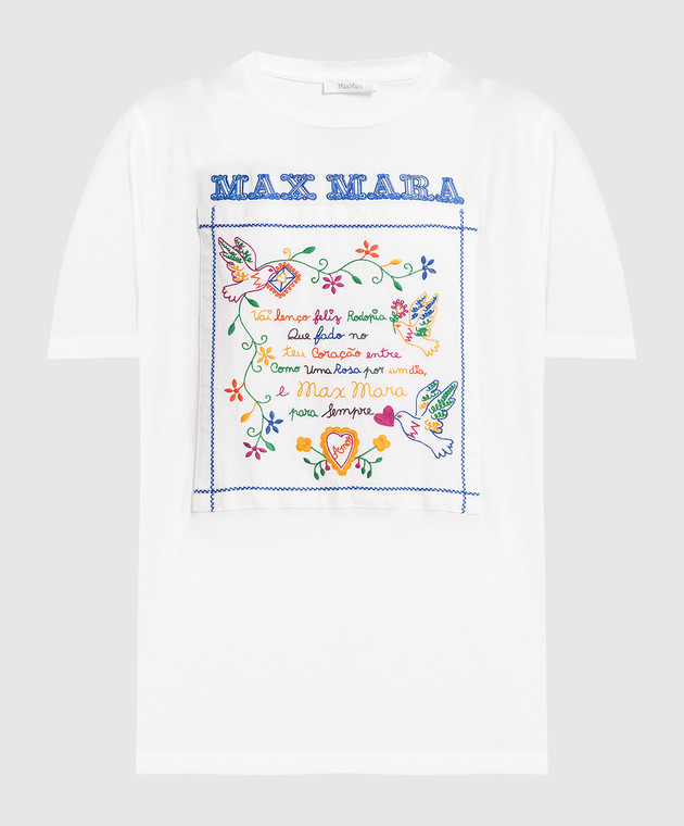 Max Mara White t-shirt TSHIRT with embroidery TSHIRT