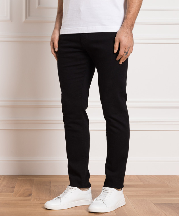 Dolce&Gabbana Black jeans with metallic logo patch GY07CDG8GW6 изображение 3