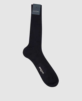 Bresciani Сині шкарпетки в рубчик з кашеміру і шовку MC016UN0001XX
