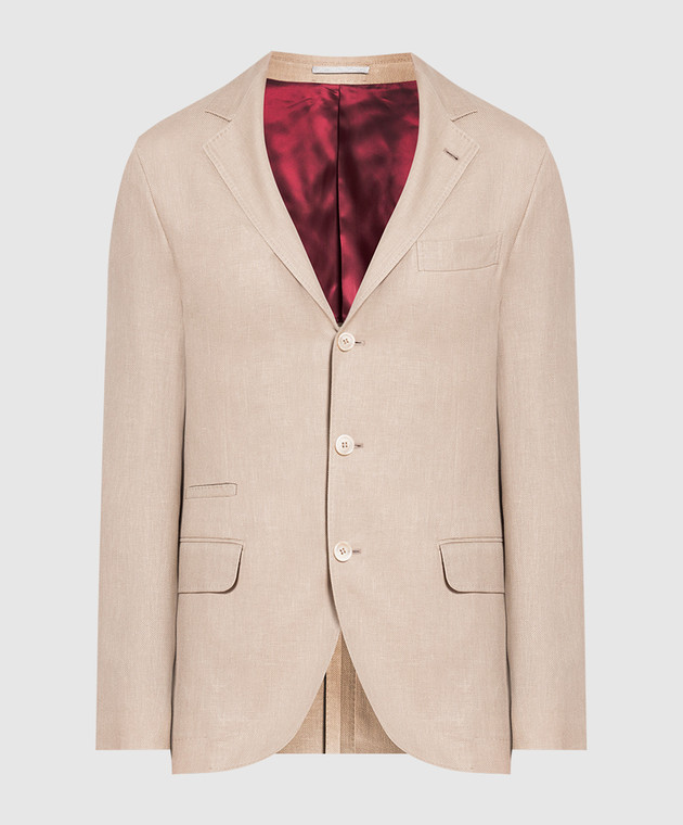 Brunello Cucinelli Beige linen, wool and silk blazer MD4957BTD
