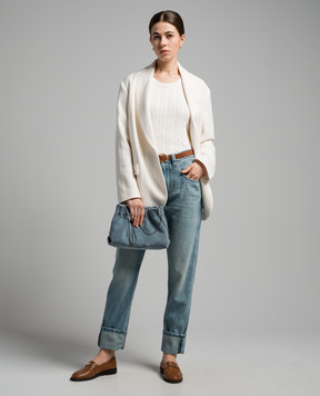 Brunello Cucinelli Блакитні джинси з ефектом потертості з ланцюжком моніль M0H72P5797